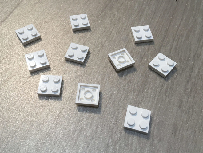 Lego palikoita, 2x2 matala, valkoinen, 15 kpl