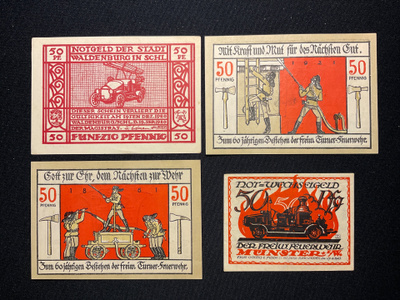 Palomiesaiheinen NOTGELD setti 1920