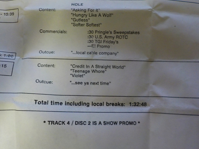 HOLE - IN CONCERT RARE LIVE RADIOSHOW CD