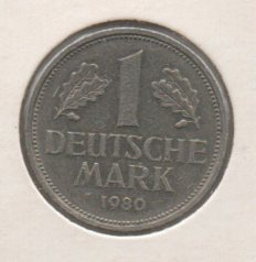Saksa 1 mk 1980 G