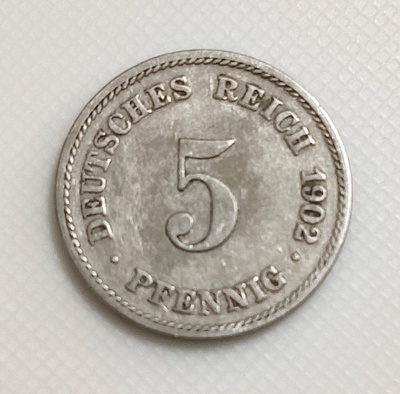 Saksa 5 Pfennig 1902E