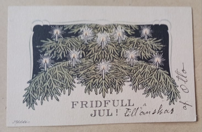 I. Uddén: Joulukuusi ja kynttilät, koristekehys,p. 1938