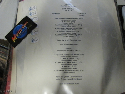 DAVE LINDHOLM - SILLALLA LP HARVINAINEN KOELEVY 1990