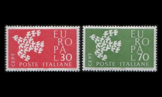 Italia 1113-4 ** Europa (1961)