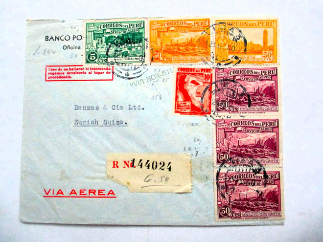 1940 Peru R lentopostikuori Sveitsiin