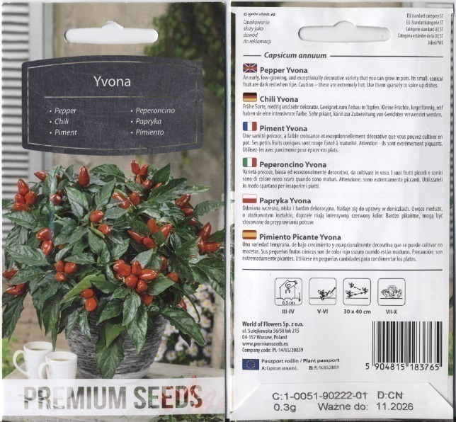 Chilipaprika "Yvona" - siemenet #