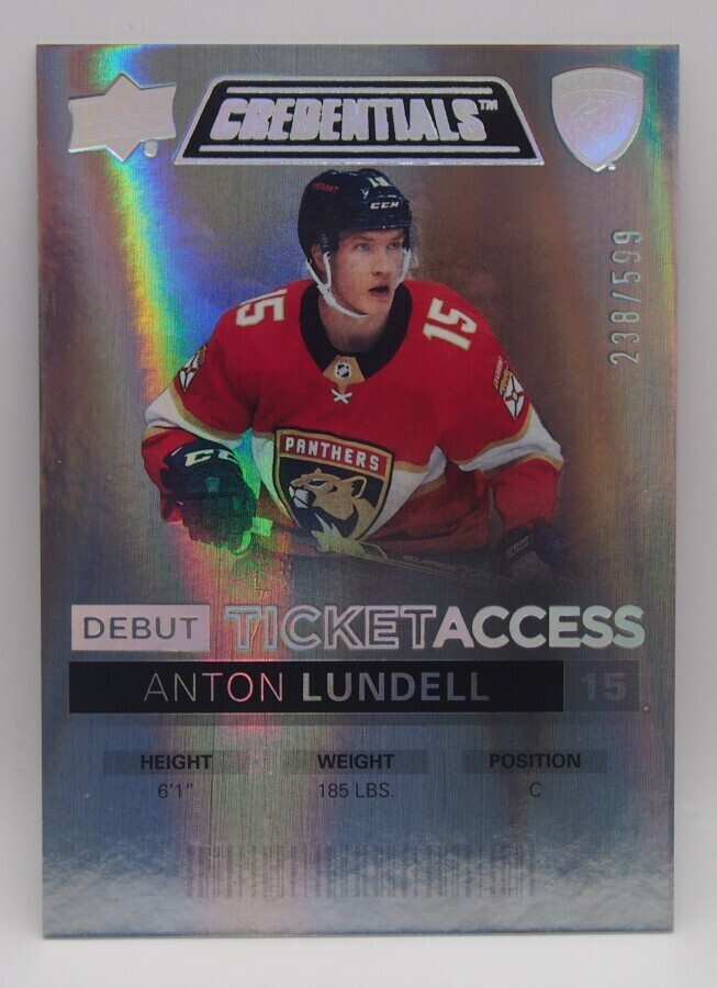 2021-22 Credentials Debut ticket access Anton Lundell /599