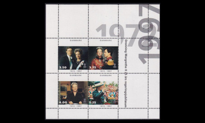 Tanska 1142-5KB ** Margrethe 25v valtaistuimella (1997)