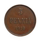 5 penniä 1910. Harvinainen. Kunto OK - pikkukuva 1