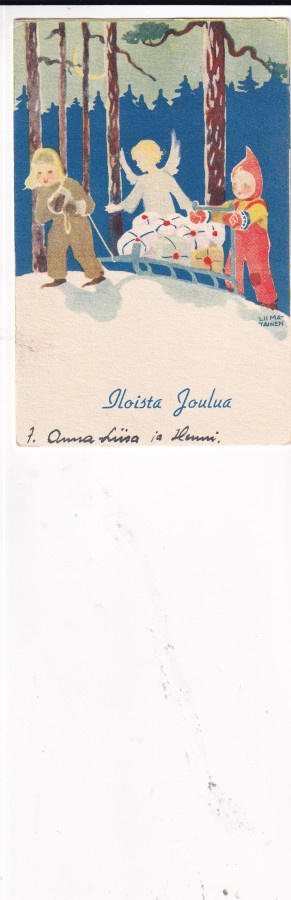 Lapset, Enkeli, lahjat,Iloista Joulua , Liimatainen ,   b603