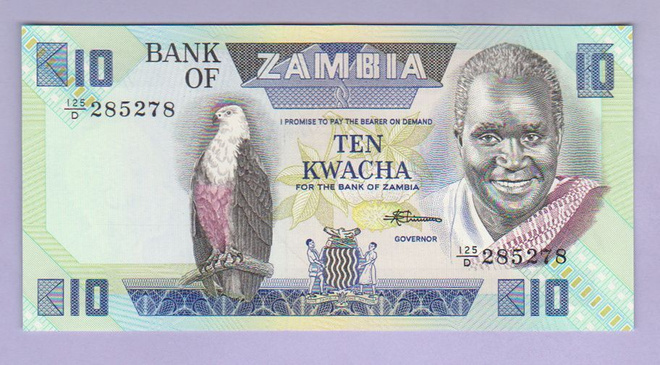 Zambia 10 Kwacha v.1986-88 UNC P-26e