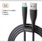 Musta Toocki USB A - USB C data/pikalatauskaapeli /1m #29013 - pikkukuva 1