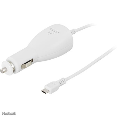 Deltaco USB laturi autoon, USB Micro-B uros, 2.1A, valk.UUSI