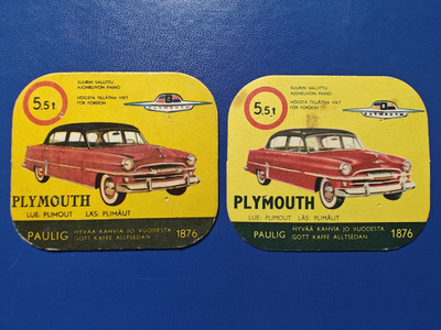 PAULIG KAHVILAPPUJA 2 KPL: PLYMOUTH TYYPIT 1 JA 2