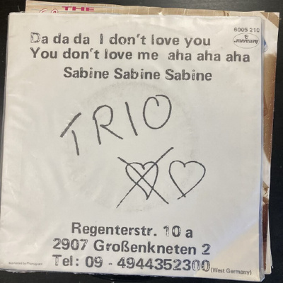 Trio - Da Da Da I Don't Love You You Don't Love Me Aha 7''