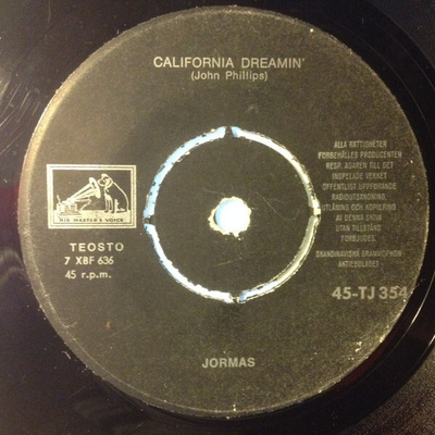 (7") Jormas – Saat Miehen Kyyneliin / California Dreamin'