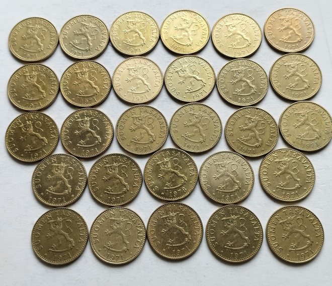50 penniä v. -71 ja -72, 50 kpl, circ