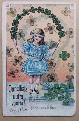 Tyttö hyppii narua neliapilaköynnöksellä, Uusi Vuosi, 1910
