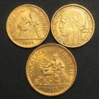 50 Centimes 1922, 1932 & 1 Franc 1923. Hienokuntoiset. - pikkukuva 1