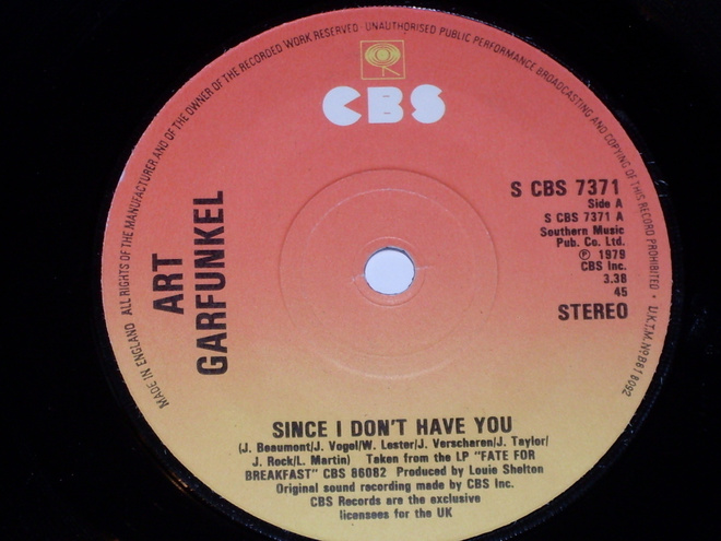 7" ART GARFUNKEL - Since I Don't Have You - single 1979 EX
