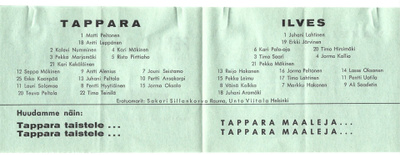 Otteluohjelma Tappara-Ilves 1967+ 3 pelaajakuvaa
