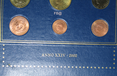 2002 VATIKAANI 1c , 2c ja 5c BU sarjasta