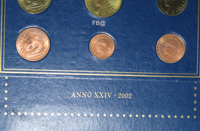 2002 VATIKAANI 1c , 2c ja 5c BU sarjasta