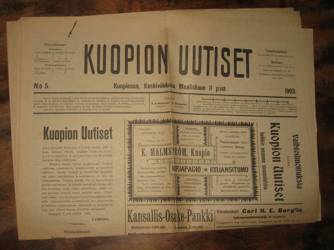 Sanomalehti  Kuopion Uutiset  11.3.1903