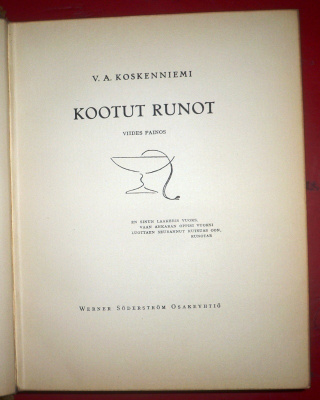 V. A. Koskenniemi : Kootut runot 1928