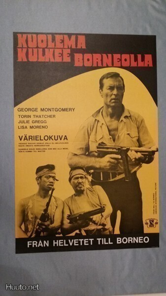 Kuolema kulkee Borneolla. Vanha Elokuvajuliste. ALE!