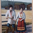 Etelä-Karjala, nuoripari kansanpuvuissa, p. 1901 (?) - pikkukuva 1