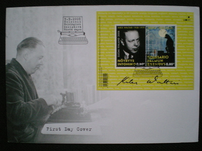 FDC Mika Waltari 100 vuotta 0,80 € 05.09.2008 - LaPe BL52