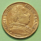 Ranska 20 Francs 1814 Louis XVIII kultaraha. Harvinainen. - pikkukuva 1