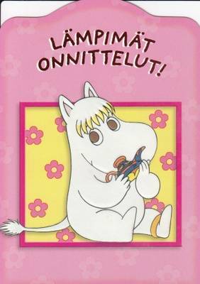 Muumit Niiskuneiti ja lamppu (muotoonleik. kohop. kortti)
