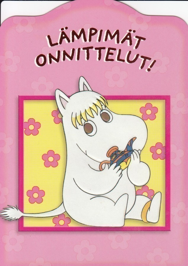Muumit Niiskuneiti ja lamppu (muotoonleik. kohop. kortti)