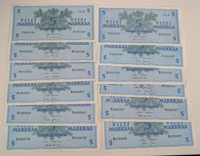 5 Markkaa 1963 12 kpl