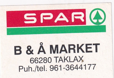 Taklax, B & Å Market  , SPAR  b588