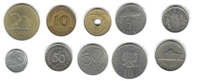 10 KPL KOKO MAAILMA KOLIKOITA KÄYTETTYJÄ MM.1950 SAKSA,LATVI