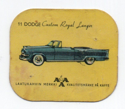 Kahvilappu AAA n:o 11 DODGE Custom Royal Langer