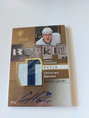 2009-10 SPx Spectrum #155 Christian Hanson PATCH AU /25