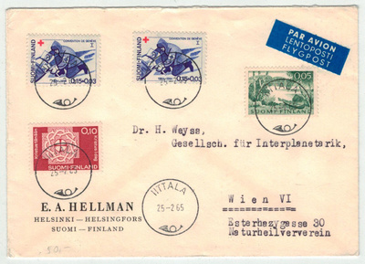 1964 PR 15p 2 kpl ym lentokirje Itävaltaan
