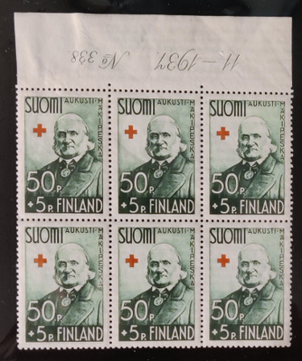 1938Punainen Risti 50p+5p numerokuusilo **/*