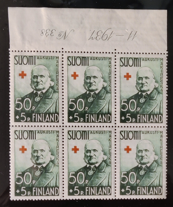 1938Punainen Risti 50p+5p numerokuusilo **/*