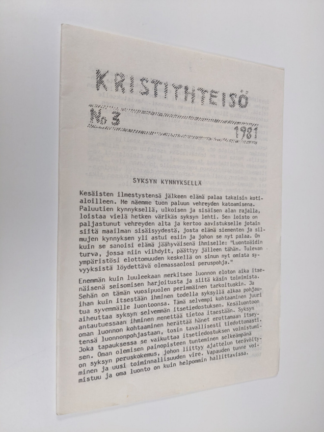 Kristiyhteisö 3/1981 : Syksyn kynnyksellä