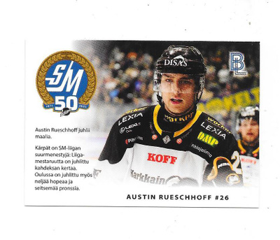 2024-25 BlueLine Matchcard #3/6 Austin Rueschhoff Kärpät