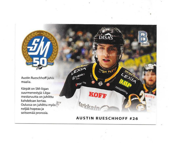 2024-25 BlueLine Matchcard #3/6 Austin Rueschhoff Kärpät