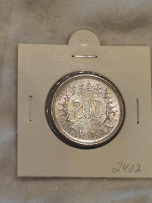 Hopearaha 200 markkaa 1958 H, Suomi, 8,3 g Ag500