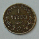 1890 1 markka Aleksanteri III kauniisti patinoitunut - pikkukuva 2