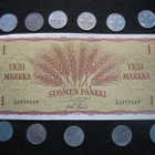 11 kpl 1 markkaa 1952-1962 koko sarja ja 1 mk seteli 1963 - pikkukuva 2