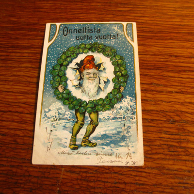 pk carte postale sarjaa 33 joulupukki ja neliapila seppele